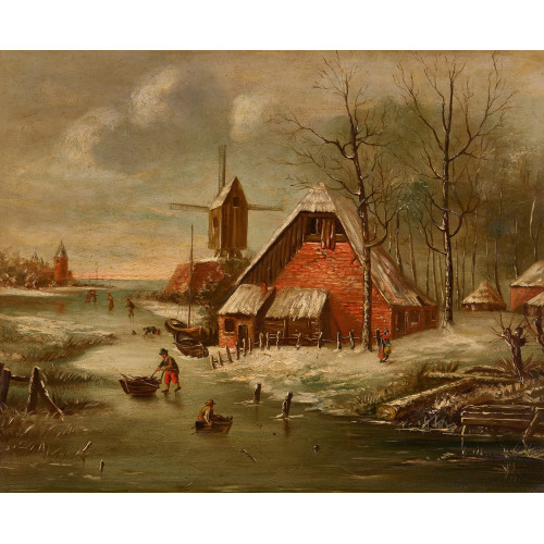 19. JH. HOLLAND : Winterlandschaft mit Staffage (DOBIASCHOFSKY AUKTIONEN AG)