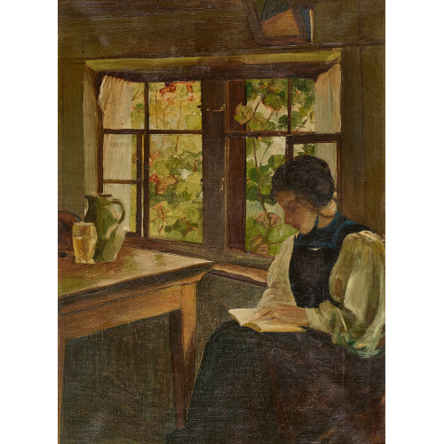 HANS BACHMANN : Frau mit Lekt�re am Fenster (DOBIASCHOFSKY AUKTIONEN AG)