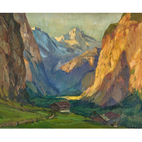 ERNST II HODEL : Das Lauterbrunnental mit Breithorn (DOBIASCHOFSKY AUKTIONEN AG)