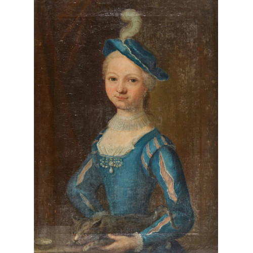 18. JH. SCHWEIZ : Edle junge Dame mit Katze (DOBIASCHOFSKY AUKTIONEN AG)