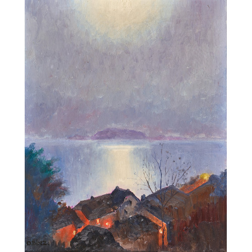 OSKAR BINZ : Bielersee im Mondschein (DOBIASCHOFSKY AUKTIONEN AG)