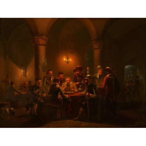 PIETER GERARDUS SJAMAAR : Interieur mit Soldaten beim Brettspiel (DOBIASCHOFSKY AUKTIONEN AG)