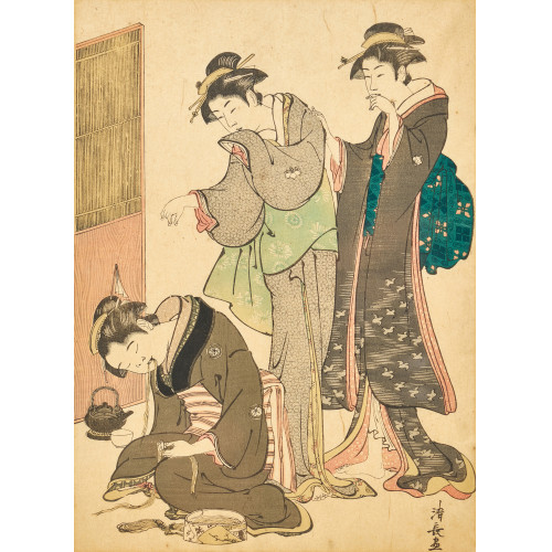 KIYONAGA TORII : Zwei Sch�nheiten und eine d�sende Magd (DOBIASCHOFSKY AUKTIONEN AG)