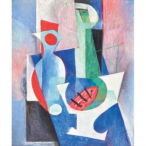 LEO LEUPPI : Komposition mit Figur und Vase (DOBIASCHOFSKY AUKTIONEN AG)