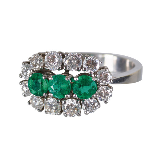 SMARAGD-BRILLANT-RING : (DOBIASCHOFSKY AUKTIONEN AG)