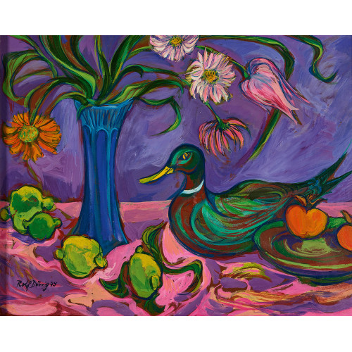 ROLF D�RIG : Stillleben mit Ente, Fr�chten und Blumenbouquet (DOBIASCHOFSKY AUKTIONEN AG)