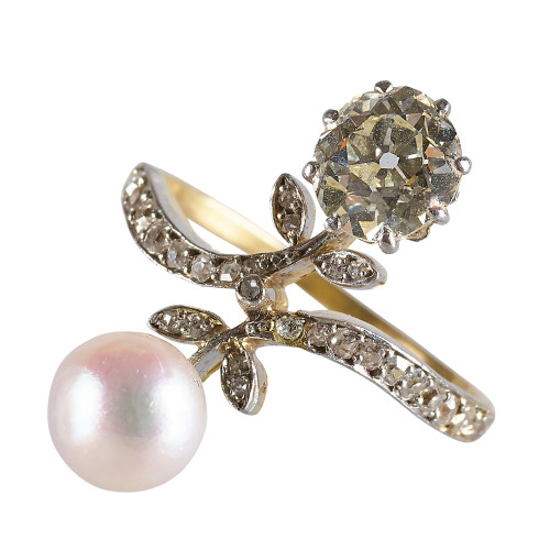 PERLEN-DIAMANT-RING : (DOBIASCHOFSKY AUKTIONEN AG)