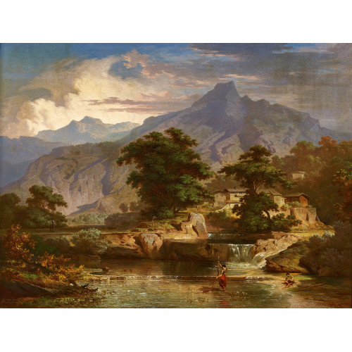 HEINRICH HEINLEIN : Idyllische Bergszenerie am Fluss (DOBIASCHOFSKY AUKTIONEN AG)