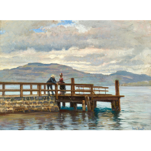 HENRI H�BERT : Elegant gekleidete Angler am Genfersee (DOBIASCHOFSKY AUKTIONEN AG)