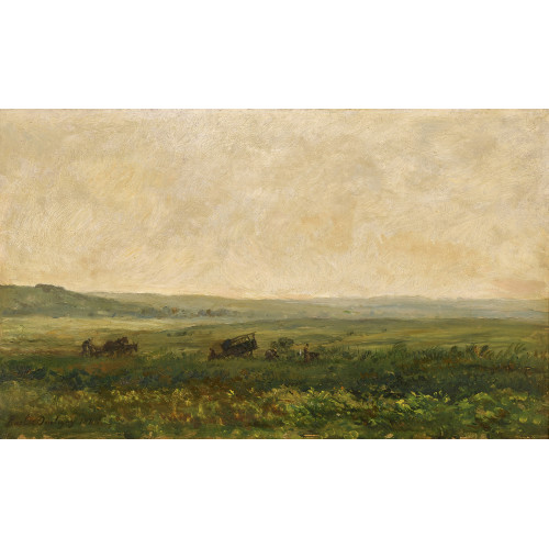 KARL PIERRE DAUBIGNY : Weite Landschaft mit Bauern bei der Feldarbeit (DOBIASCHOFSKY AUKTIONEN AG)