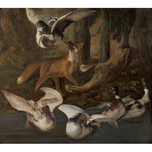 PETER CAULITZ : 'Oies surprises par le renard' (DOBIASCHOFSKY AUKTIONEN AG)