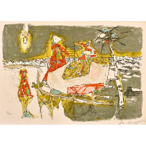 ALOIS CARIGIET : Hornschlitten mit Frau und Kindern (DOBIASCHOFSKY AUKTIONEN AG)