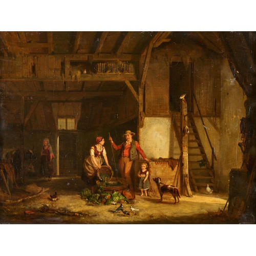 JEAN LOUIS VAN KUYCK : B�uerliche Hofszene (DOBIASCHOFSKY AUKTIONEN AG)