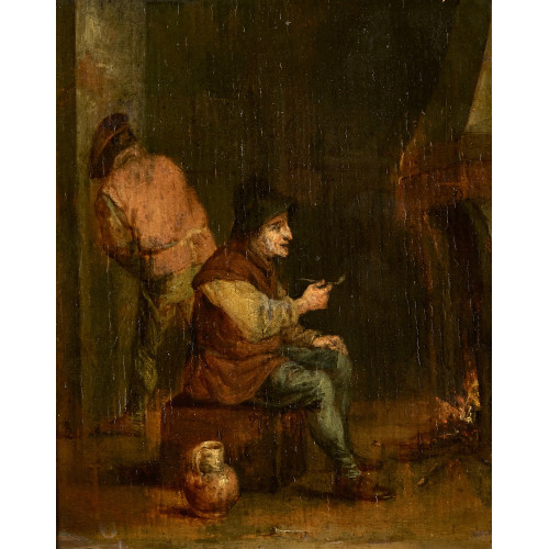 DAVID II TENIERS : Pfeifenraucher am Kaminfeuer (DOBIASCHOFSKY AUKTIONEN AG)