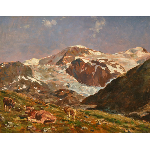 HANS GARTMEIER : Weidende K�he auf der Alp (DOBIASCHOFSKY AUKTIONEN AG)