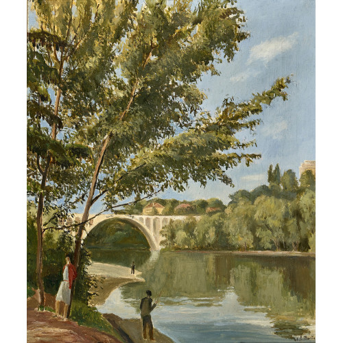 EUGNE LOUIS MARTIN : Fischer am Flussufer (DOBIASCHOFSKY AUKTIONEN AG)