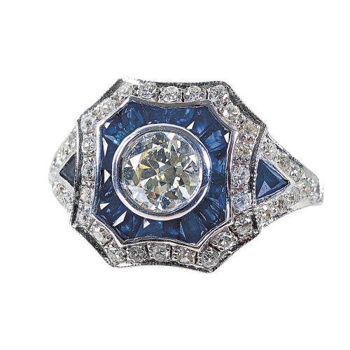 SAPHIR-BRILLANT-RING : (DOBIASCHOFSKY AUKTIONEN AG)