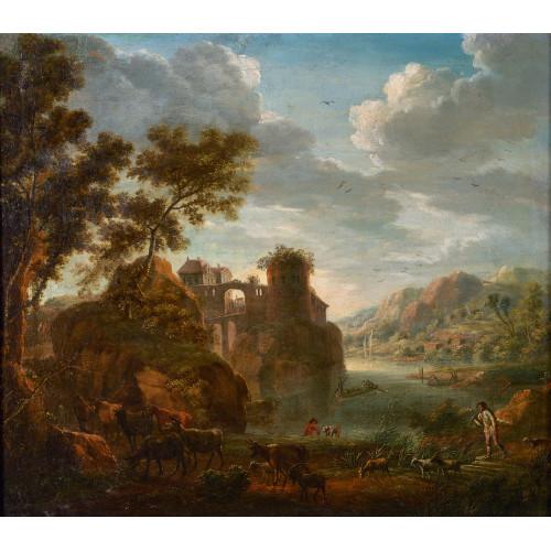 CHRISTIAN GEORG I SCH�TZ : Felsige Rheinlandschaft mit Burg (DOBIASCHOFSKY AUKTIONEN AG)