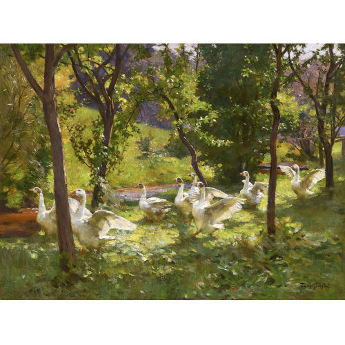 FRANZ GR�SSEL : G�nse am Bachufer (DOBIASCHOFSKY AUKTIONEN AG)