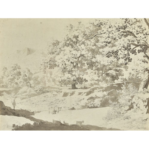 JEAN-ANTOINE LINCK : Wasserstelle mit Vieh und Hirte (DOBIASCHOFSKY AUKTIONEN AG)
