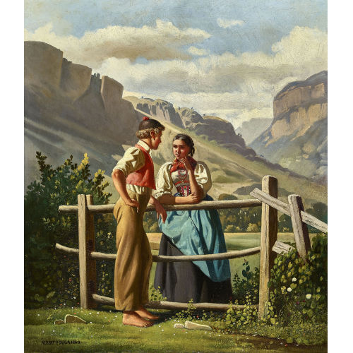 ALBERT VOUGA : Rendez-vous am Alpweidezaun (DOBIASCHOFSKY AUKTIONEN AG)