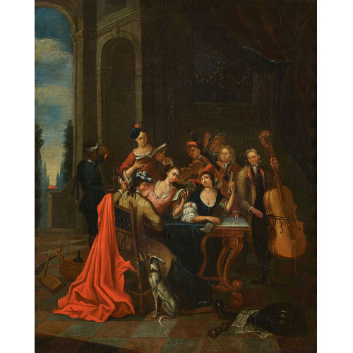 BALTHASAR VAN DEN BOOSCHE : Vornehme Gesellschaft beim Musizieren (DOBIASCHOFSKY AUKTIONEN AG)