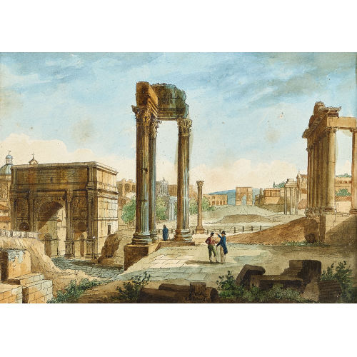 UM 1800 ITALIEN : Forum Romanum mit Personenstaffage (DOBIASCHOFSKY AUKTIONEN AG)