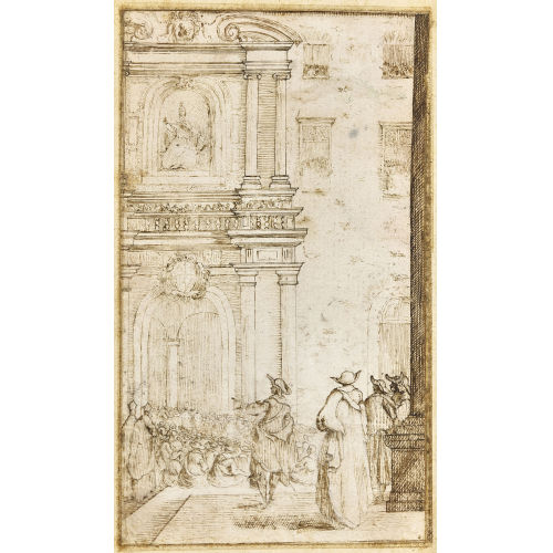 ISRAEL le Jeune SILVESTRE : Menschen vor dem Palazzo Comunale in Bologna (DOBIASCHOFSKY AUKTIONEN AG)