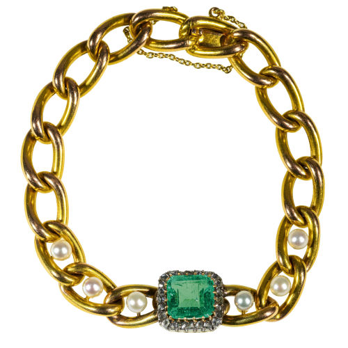 SMARAGD-BRILLANT-BRACELET : (DOBIASCHOFSKY AUKTIONEN AG)