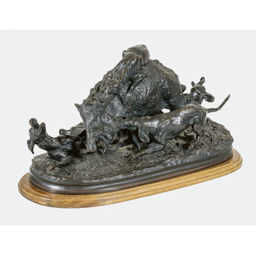 PIERRE-JULES M�NE : 'Chasse au sanglier (sanglier pris par quatre chiens)' (DOBIASCHOFSKY AUKTIONEN AG)