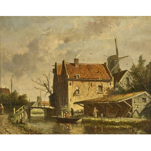 ADRIANUS EVERSEN : Sommerliche Kanalszene (DOBIASCHOFSKY AUKTIONEN AG)