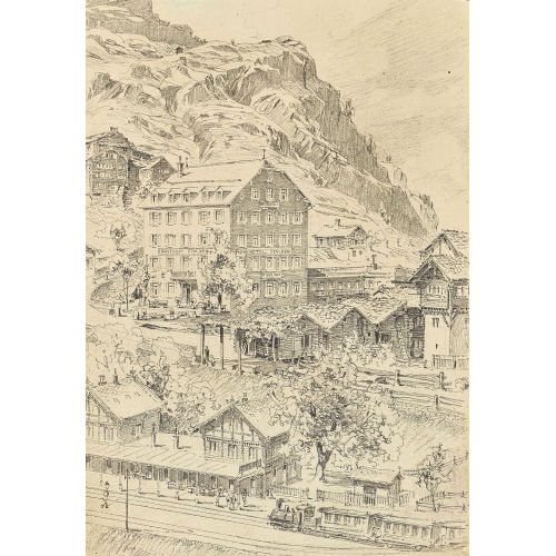 JOHANNES WEBER : Stalden VS mit Bahnhof und Gasthof (DOBIASCHOFSKY AUKTIONEN AG)