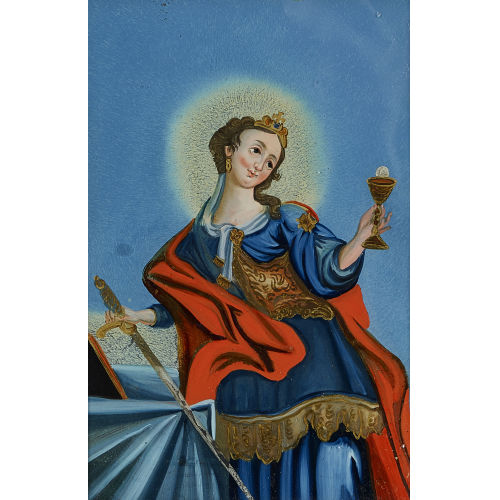 19. JH. WOHL S�DDEUTSCHLAND : Heilige Barbara mit Hostie und Schwert (DOBIASCHOFSKY AUKTIONEN AG)