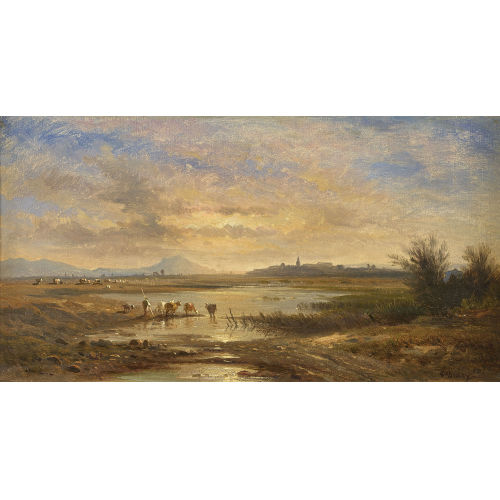 FRAN�OIS DIDAY : 'Vue de la ville de Fr�jus (le soir) prise de la plage de St. Raph�el' (DOBIASCHOFSKY AUKTIONEN AG)