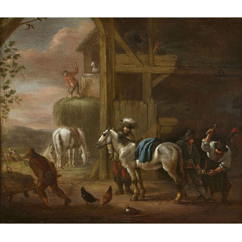 CAREL VAN FALENS : Hufschmiede beim Beschlagen eines Pferdes (DOBIASCHOFSKY AUKTIONEN AG)