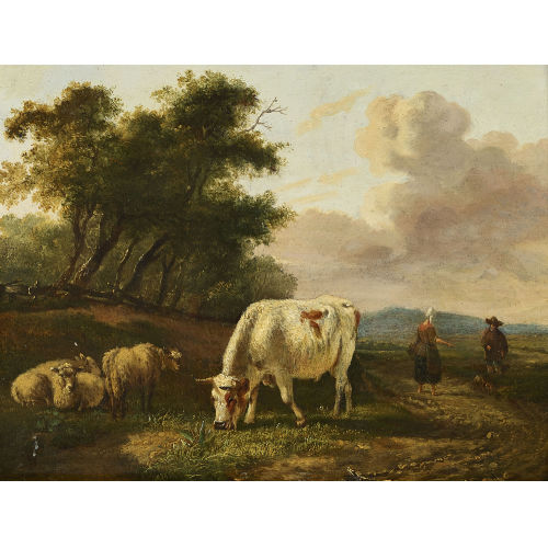 PIETER GERARDUS VAN OS : Bauern mit Schafen und Kuh (DOBIASCHOFSKY AUKTIONEN AG)