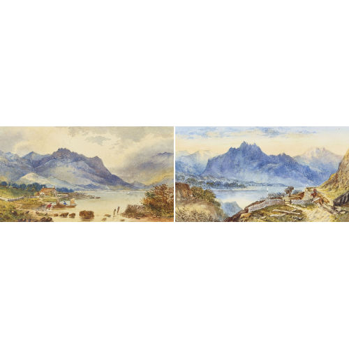 19. JH. ENGLAND : Landschaften mit Bergsee. Gegenst�cke (DOBIASCHOFSKY AUKTIONEN AG)