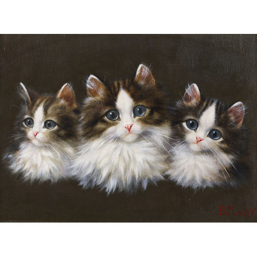 BURKHARD (GEN. KATZEN-FLURY) FLURY : Portr�t dreier K�tzchen (DOBIASCHOFSKY AUKTIONEN AG)