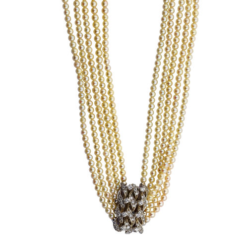 PERLEN-DIAMANT-COLLIER : (DOBIASCHOFSKY AUKTIONEN AG)