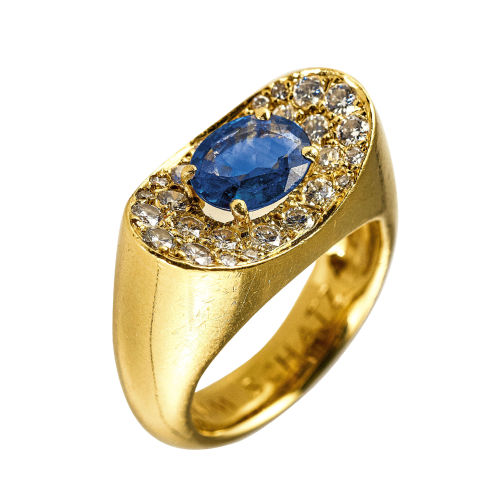 SAPHIR-BRILLANT-RING : (DOBIASCHOFSKY AUKTIONEN AG)