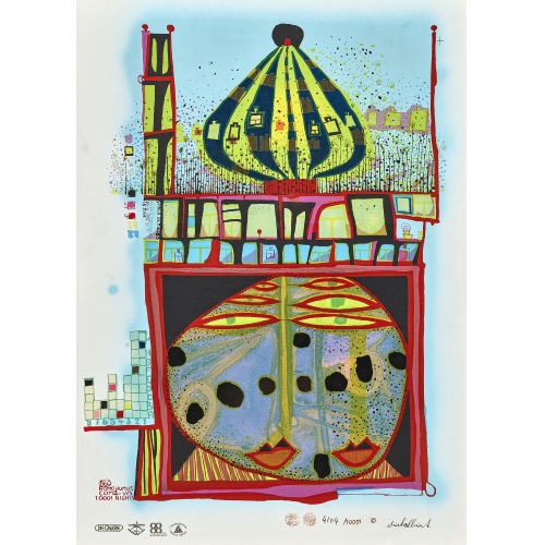 FRIEDENSREICH HUNDERTWASSER : '10002 nights Homo Humus come va how do you do' (DOBIASCHOFSKY AUKTIONEN AG)