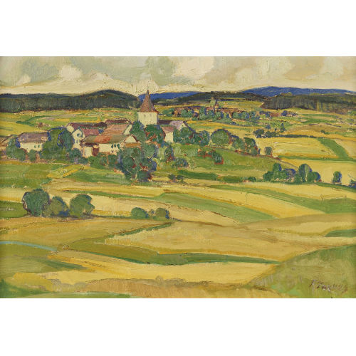 FRAN�OIS LOUIS JAQUES : 'Le Village d'Essertines et son �glise' (DOBIASCHOFSKY AUKTIONEN AG)