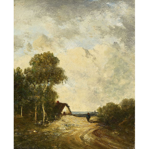 L�ON VICTOR DUPR� : Wegpartie mit Bauernhaus (DOBIASCHOFSKY AUKTIONEN AG)