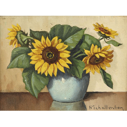 HUIBERT SCHALLENBERG : Sonnenblumen im Keramiktopf (DOBIASCHOFSKY AUKTIONEN AG)
