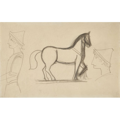 ANDR� DERAIN : Studie mit Pferd und zwei Etruskern (DOBIASCHOFSKY AUKTIONEN AG)