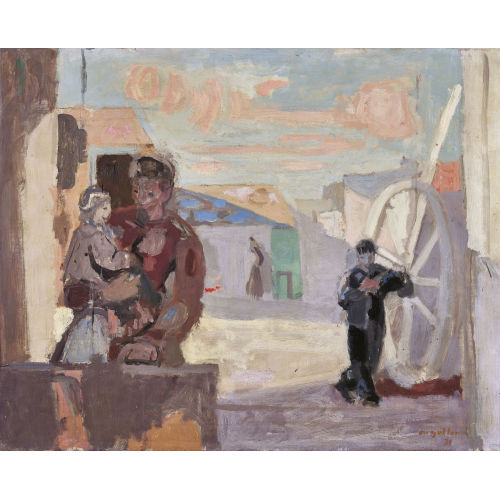 MAX GUBLER : 'Montrouge, Hinterhof mit Figuren' (DOBIASCHOFSKY AUKTIONEN AG)