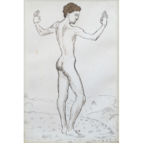 FERDINAND HODLER : Unbekleideter J�ngling in weiter Landschaft (DOBIASCHOFSKY AUKTIONEN AG)