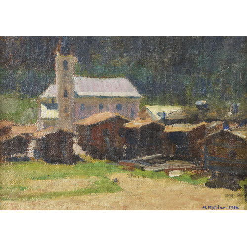 ALBERT NYFELER : Blick auf Kippel im L�tschental (DOBIASCHOFSKY AUKTIONEN AG)