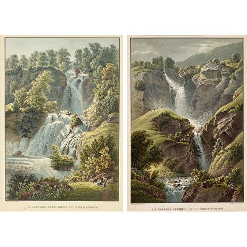 GABRIEL (GEN. LORY FILS) LORY : Paar Ansichten des Reichenbachfalls (DOBIASCHOFSKY AUKTIONEN AG)