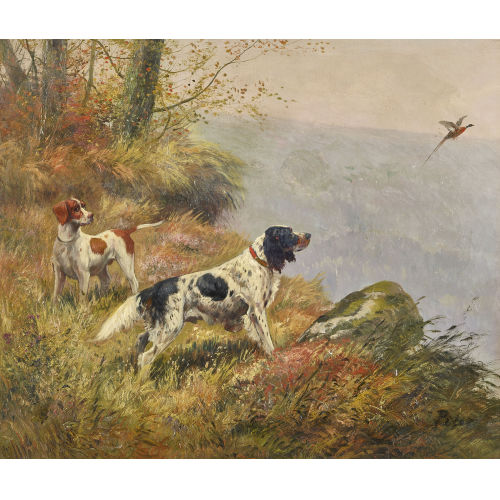 PICOT : Jagdhunde mit Fasan im Flug (DOBIASCHOFSKY AUKTIONEN AG)